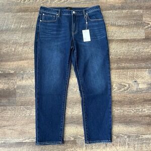 Quince Comfort Stretch Mid Rise Slim Boyfriend Jean Women 32‎ (34X27) Blue Dark